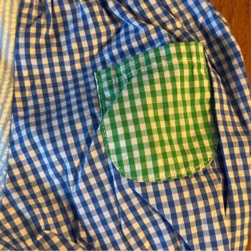 Mud Pie Blue and Green Plaid Diaper Cover Boys Size 0-12M